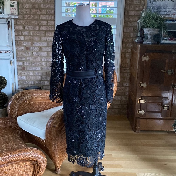 janique by kourosh babaian LUXURY FLORAL BEADED LACE GOWN EVENING DRESS 6 - Picture 1 of 9